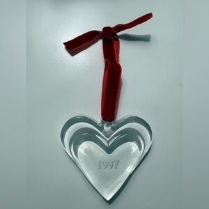 Orrefors Sweden crystal heart Christmas decoration 1997